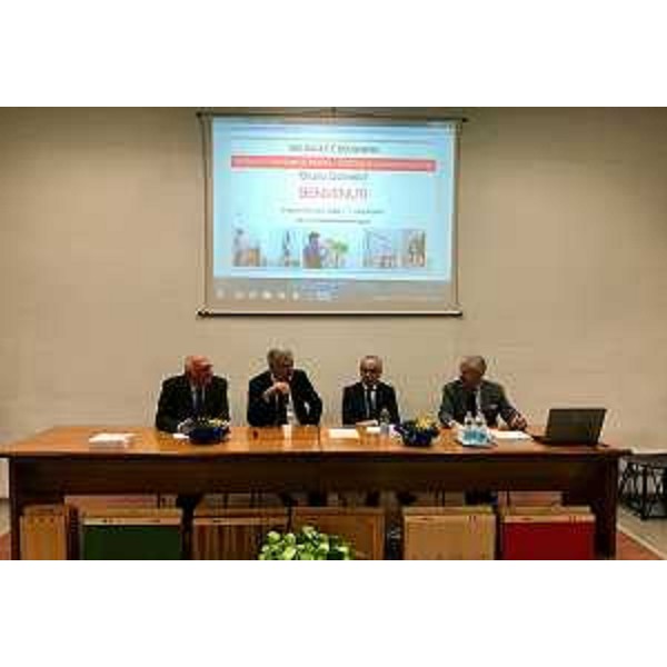 Tomaso Boer, vicesindaco di Brugnera nel 1966, Paolo Panontin (Assessore regionale Protezione civile) e i presidenti Mario Pozza (Camera di Commercio Treviso) e Giovanni Pavan (Camera di Commercio Pordenone) alla presentazione del video sull'alluvione che nel 1966 sconvolse i territori di Pordenone e Treviso - Brugnera 24/02/2017