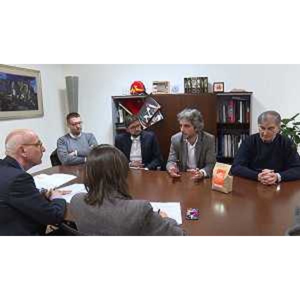 Ivan Donati (Sindaco Sedegliano), Emanuele Morelli (Vicesindaco Bertiolo), Marco Del Negro (Sindaco Basiliano) e Sergio Michelin (Sindaco Varmo) all'incontro sull'Unione Territoriale Intercomunale (UTI) Medio Friuli, in Regione - Udine 28/02/2017
