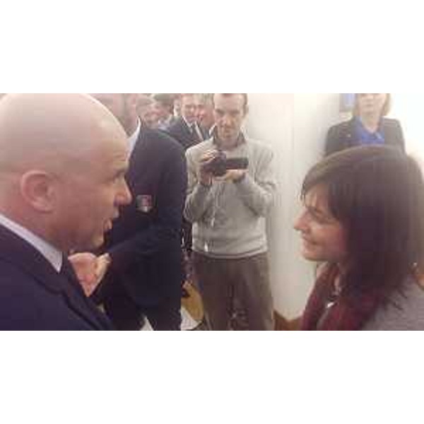 Luigi Di Biagio (Allenatore Nazionale italiana di Calcio Under 21) e Debora Serracchiani (Presidente Regione Friuli Venezia Giulia) alla conferenza stampa di presentazione dell'organizzazione della fase finale dei Campionati europei di Calcio Under 21 del 2019, nella Sala polifunzionale della Presidenza del Consiglio dei Ministri - Roma 01/03/2017 (Foto LaPresse)