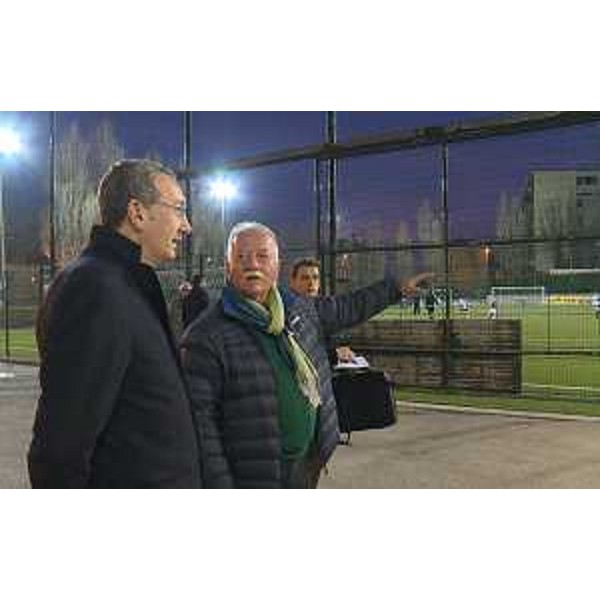 Sergio Bolzonello (Vicepresidente Regione FVG e assessore Attività produttive, Turismo e Cooperazione) ed Ezio Peruzzo (Presidente A.S.D. San Luigi Calcio) presso il campo di via Felluga 58 - Trieste 15/03/2017