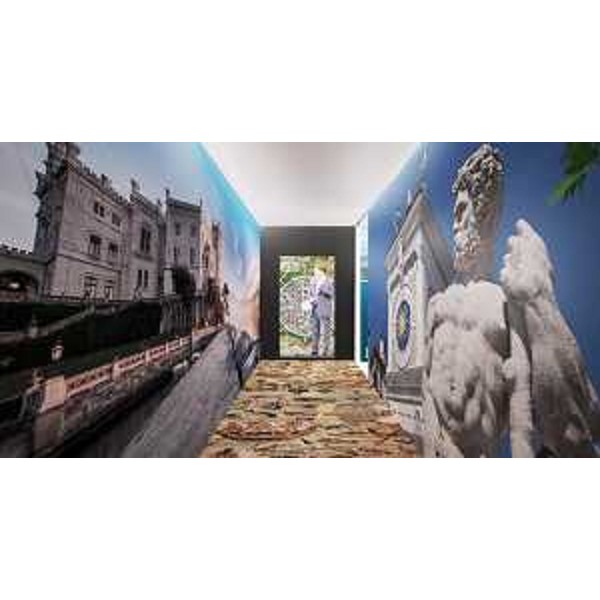 Rendering dell'installazione del tour promozionale EXPERIENCE B2C 2017 organizzato da PromoTurismoFVG, con partenza da Alessandria il 25 marzo 2017 (Immagini PromoTurismoFVG)