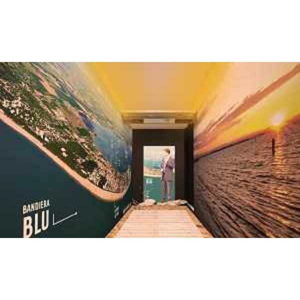 Rendering dell'installazione del tour promozionale EXPERIENCE B2C 2017 organizzato da PromoTurismoFVG, con partenza da Alessandria il 25 marzo 2017 (Immagini PromoTurismoFVG)