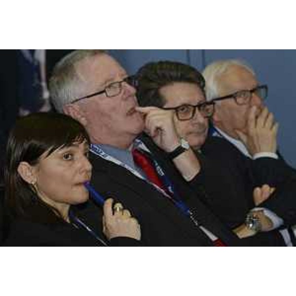 Debora Serracchiani (Presidente Regione Friuli Venezia Giulia), Brian Simpson (Coordinatore europeo Autostrade del mare) e Zeno D'Agostino (Presidente Autorità Sistema Portuale Mare Adriatico Orientale) al forum "Motorways of the Sea. The Maritime Dimension of TEN-T Network", alla Stazione Marittima - Trieste 28/03/2017