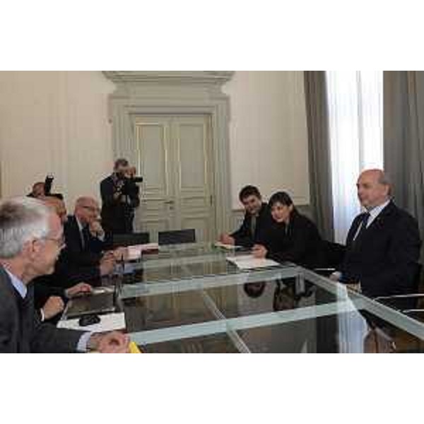 Debora Serracchiani (Presidente Regione Friuli Venezia Giulia) e Roberto Dipiazza (Sindaco Trieste) nella sede della Regione - Trieste 28/03/2017