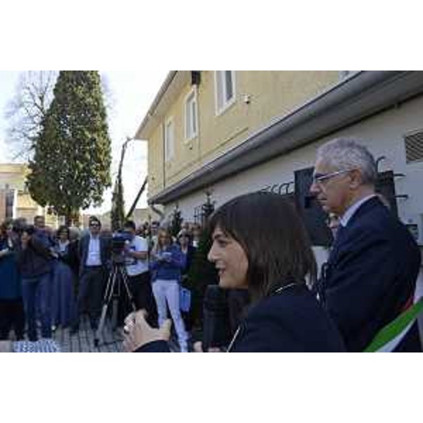 Debora Serracchiani (Presidente Regione Friuli Venezia Giulia) e Gabriele Spanghero (Sindaco Aquileia) all'inaugurazione del nuovo sito archeologico "Domus e palazzo episcopale" - Aquileia 08/04/2017