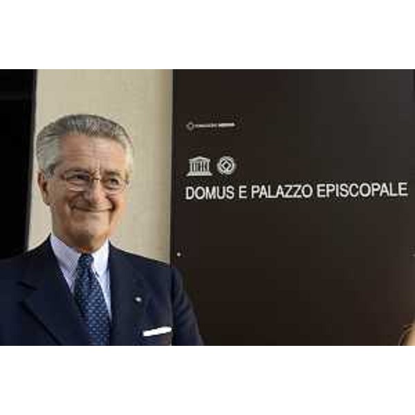 Antonio Zanardi Landi (Presidente Fondazione Aquileia) all'inaugurazione del nuovo sito archeologico "Domus e palazzo episcopale" - Aquileia 08/04/2017