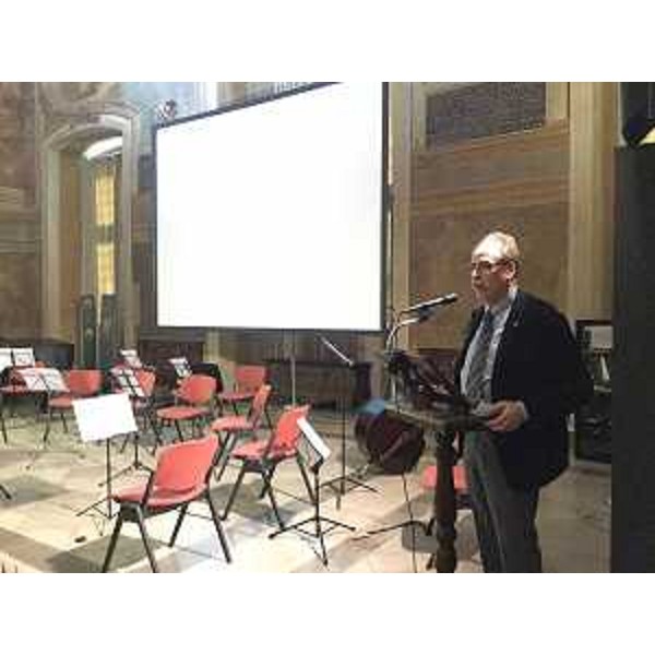 Gianni Torrenti (Assessore regionale Cultura, Sport e Solidarietà) alla presentazione del primo triennio di "Friuli in musica", nel salone del Parlamento del Castello - Udine 08/04/2017