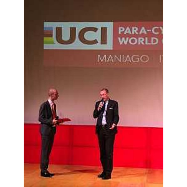 Sergio Bolzonello (Vicepresidente Regione FVG e assessore Attività produttive, Turismo e Cooperazione) alla presentazione della Coppa del Mondo di Paraciclismo - Maniago 13/04/2017