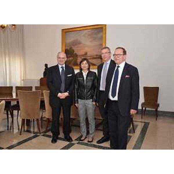 Gualtiero Ricciardi (Presidente Istituto Superiore Sanità), Debora Serracchiani (Presidente Regione Friuli Venezia Giulia), Adriano Marcolongo (Direttore centrale Salute Regione FVG) e Angelo Lino Del Favero (Direttore generale Istituto Superiore Sanità) - Roma 19/04/2017