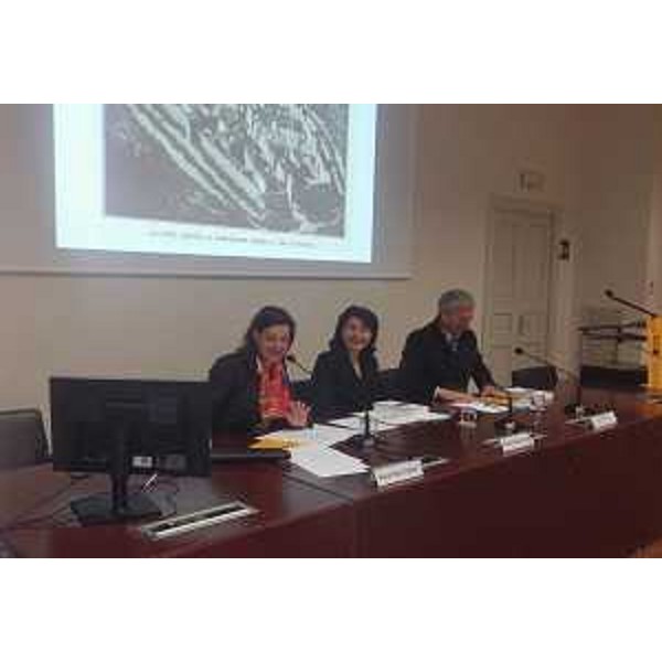 Maria Paola Frattolin (Presidente Associazione Itineraria), Mariagrazia Santoro (Assessore regionale Infrastrutture e Territorio) e Lucio Zamò (Vicesindaco Manzano) alla presentazione di "Ville Aperte in FVG" - Trieste 26/04/2017