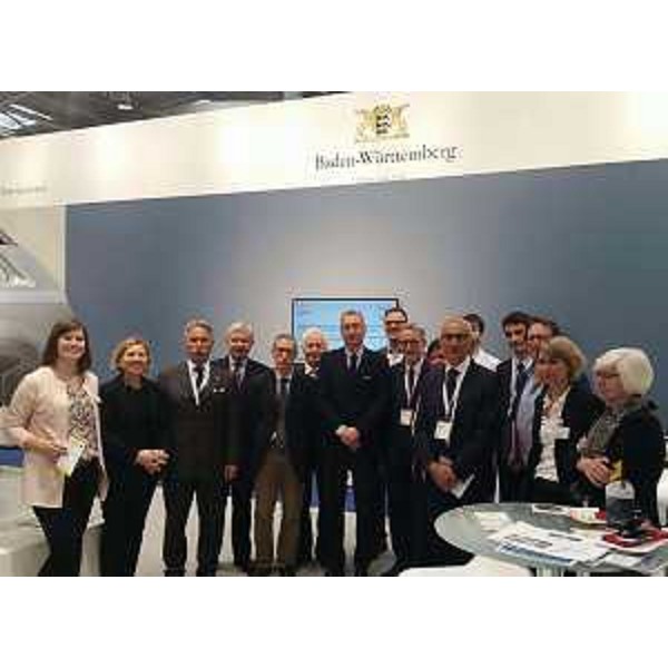 Sergio Bolzonello (Vicepresidente Regione FVG e assessore Attività produttive, Turismo e Cooperazione) nello stand del Baden-Württemberg alla Fiera della subfornitura - Hannover 27/04/2017
