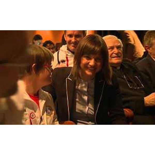 Debora Serracchiani (Presidente Regione Friuli Venezia Giulia) alla cerimonia di apertura dell'anno di progetti e momento ufficiale del passaggio di testimone tra Tolmino e Tolmezzo, "Città Alpina dell'anno 2017" - Tolmezzo 28/04/2017