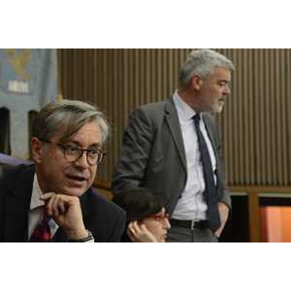 Francesco Peroni (Assessore regionale Finanze, Patrimonio, Coordinamento e Programmazione Politiche economiche e comunitarie) nell'Aula del Consiglio regionale del FVG - Trieste 03/05/2017