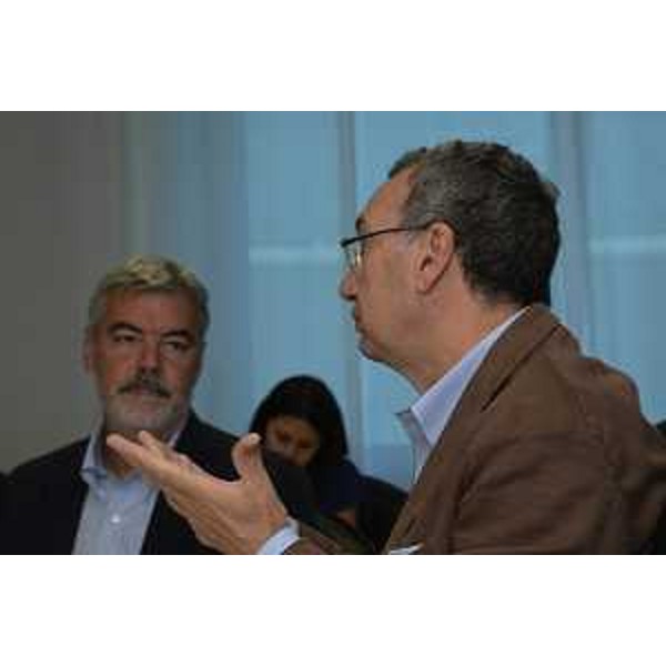 Paolo Panontin (Assessore regionale Autonomie locali e Coordinamento Riforme, Comparto unico, Sistemi informativi, Caccia e Risorse ittiche, delegato Protezione civile) e Sergio Bolzonello (Vicepresidente Regione FVG e assessore Attività produttive, Turismo e Cooperazione) agli incontri con le delegazioni di 12 Unioni territoriali intercomunali - Udine 20/06/2017