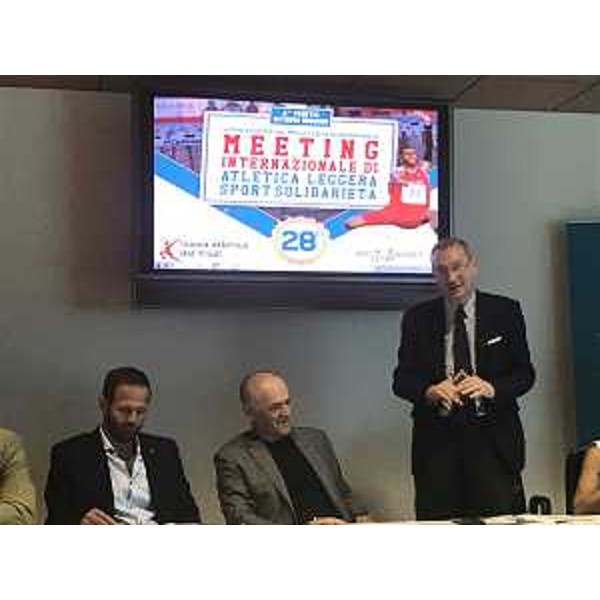 Sergio Bolzonello (Vicepresidente Regione FVG e assessore Attività produttive, Turismo e Cooperazione) alla presentazione del meeting internazionale di atletica leggera "Sport Solidarietà" - Udine 04/07/2017