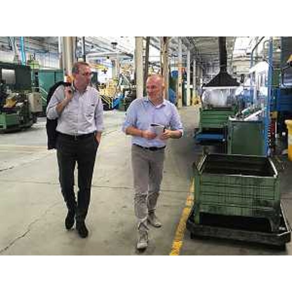 Sergio Bolzonello (Vicepresidente Regione FVG e assessore Attività produttive, Turismo e Cooperazione) in visita alla Fontanafredda Cold Forging (FCF) con Zeno Rigato (Direttore FCF) - Ronche di Fontanafredda 05/07/2017
