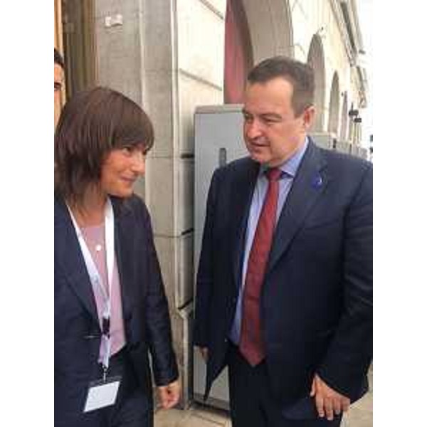 Debora Serracchiani (Presidente Regione Friuli Venezia Giulia) e Ivica Dacic (Ministro Esteri Repubblica di Serbia) in occasione del Western Balkans Summit - Trieste 12/07/2017