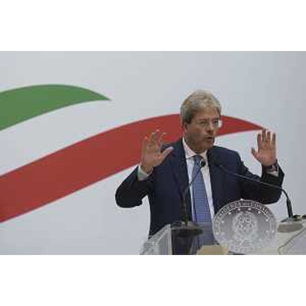 Paolo Gentiloni (Presidente Consiglio Ministri) alla conferenza stampa conclusiva del Western Balkans Summit - Trieste 12/07/2017