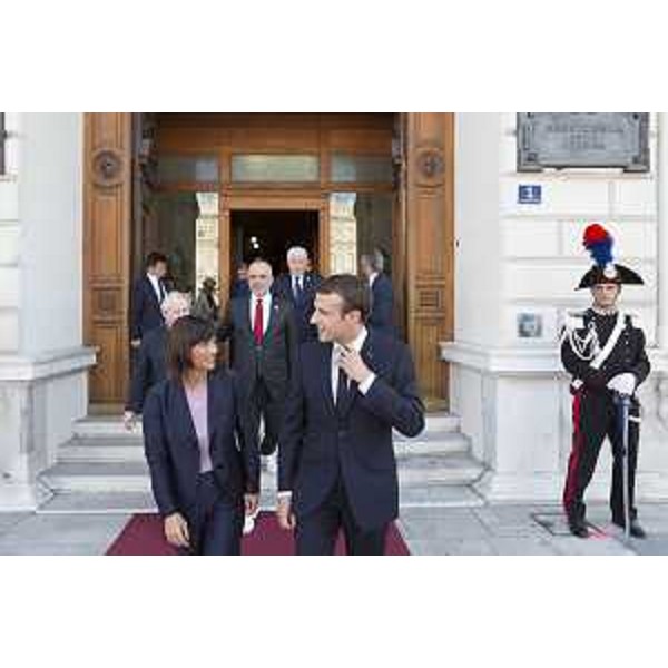 Debora Serracchiani (Presidente Regione Friuli Venezia Giulia) ed Emmanuel Macron (Presidente Repubblica Francese) in occasione del Western Balkans Summit - Trieste 12/07/2017