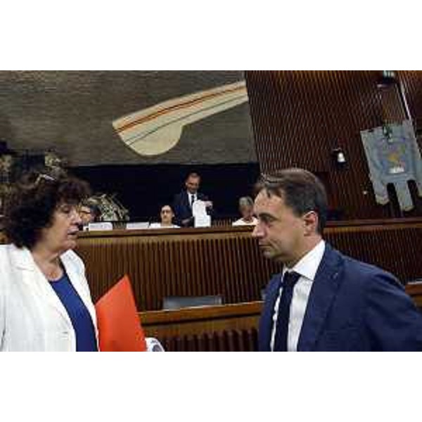 Loredana Panariti (Assessore regionale Lavoro, Formazione, Istruzione, Pari Opportunità, Politiche giovanili, Ricerca e Università) e Igor Gabrovec (Vicepresidente Consiglio regionale) nell'Aula del Consiglio regionale del FVG - Trieste 20/07/2017