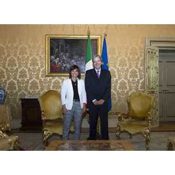 Debora Serracchiani (Presidente Regione Friuli Venezia Giulia) incontra Paolo Gentiloni (Presidente Consiglio Ministri) a Palazzo Chigi - Roma 27/07/2017