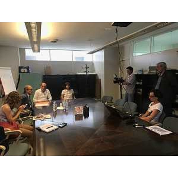 Debora Serracchiani (Presidente Regione Friuli Venezia Giulia) e Daniele Gerolin (Consigliere regionale FVG) all'incontro con i vertici del consorzio industriale Ponterosso - San Vito al Tagliamento 31/07/2017