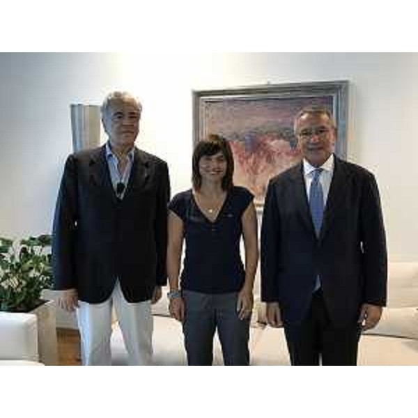Franco Bocchieri (Consigliere esecutivo ICOMOS Italia), Debora Serracchiani (Presidente Regione Friuli Venezia Giulia) e Maurizio Di Stefano (Presidente emerito ICOMOS Italia) alla riunione per la candidatura del paesaggio rurale Collio-Brda a patrimonio mondiale dell'umanità Unesco - Udine 03/08/2017