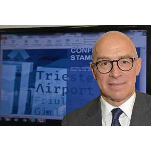 Antonio Marano (Presidente Aeroporto Friuli Venezia Giulia) alla conferenza stampa su "Lo sviluppo di Trieste Airport FVG: risultati economici e prospettive di crescita" - Udine 09/08/2017