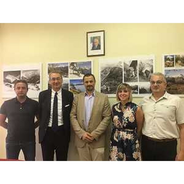 Sergio Bolzonello (Vicepresidente Regione FVG e assessore Attività produttive, Turismo e Cooperazione) all'incontro con Luigi Gonano (Sindaco Arta Terme), Stefano De Colle (Assessore comunale Turismo), Giovanni Radina (Capogruppo maggioranza) e Valentina Cozzi (Consigliera comunale) - Arta Terme 26/08/2017