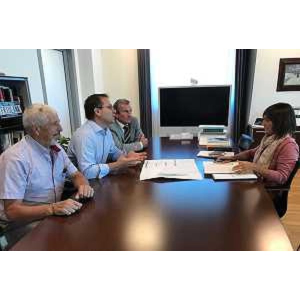 Enzo Vidoni, Augusto Picco e Roger Stefanutti (Vicesindaco, sindaco e assessore Sport e Turismo Comune Trasaghis) all'incontro con Debora Serracchiani (Presidente Regione Friuli Venezia Giulia) - Udine 29/08/2017