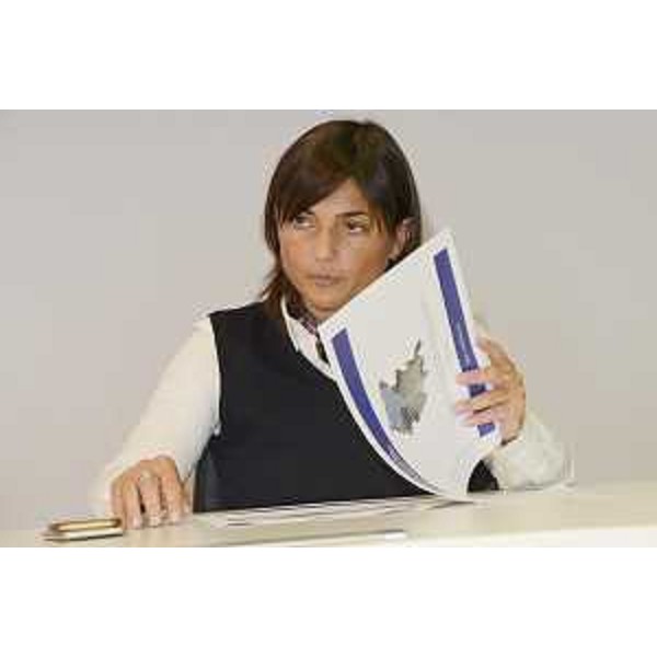 Debora Serracchiani (Presidente Regione Friuli Venezia Giulia) alla conferenza stampa per i lavori di messa in sicurezza del Tagliamento - Udine 11/09/2017