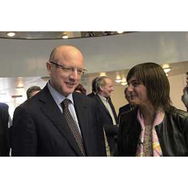 Vincenzo Boccia (Presidente Confindustria) e Debora Serracchiani (Presidente Regione Friuli Venezia Giulia) all'assemblea pubblica Confindustria Venezia Giulia - Trieste 19/09/2017