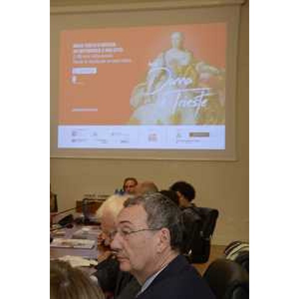 Sergio Bolzonello (Vicepresidente Regione FVG e assessore Attività produttive, Turismo e Cooperazione) durante la presentazione delle attività per il trecentesimo anniversario della nascita dell'imperatrice Maria Teresa - Trieste 22/09/2017