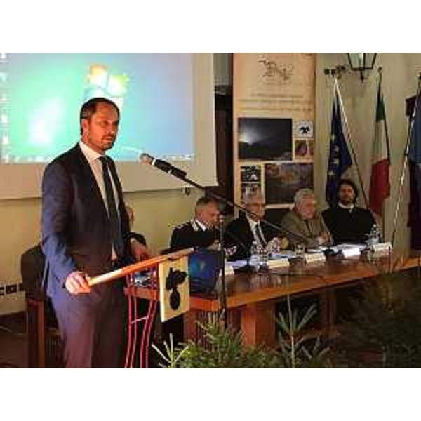 Cristiano Shaurli (Assessore regionale Risorse agricole e forestali) al convegno inaugurale dell'evento "La foresta millenaria di Tarvisio: patrimonio europeo di uomini, natura e storia" - Malborghetto 22/09/2017