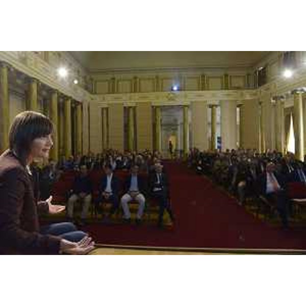 Debora Serracchiani (Presidente Regione Friuli Venezia Giulia) interviene all'incontro "Il Futuro Vive Qui", organizzato da Aspiag Service, concessionaria del marchio Despar per il FVG - Trieste 09/10/2017