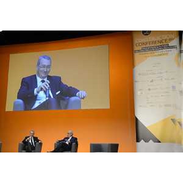 Sergio Bolzonello (Vicepresidente Regione FVG e assessore Attività produttive, Turismo e Cooperazione) e Marco Panara (Giornalista) alla "Construction Conference 2017" - Udine 13/10/2017