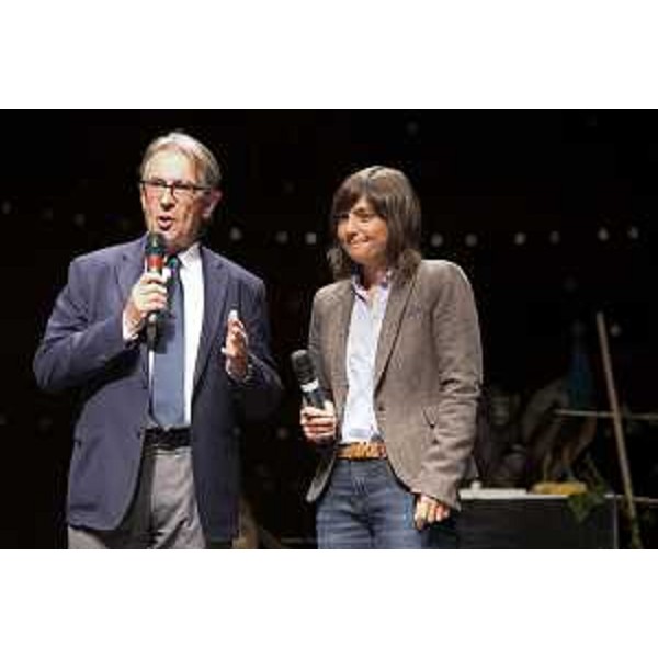 Paolo Vidali (Presidente Fondazione Teatro Nuovo Giovanni da Udine) e Debora Serracchiani (Presidente Regione Friuli Venezia Giulia) alla cerimonia per i vent'anni del Teatro Nuovo Giovanni da Udine - Udine 15/10/2017