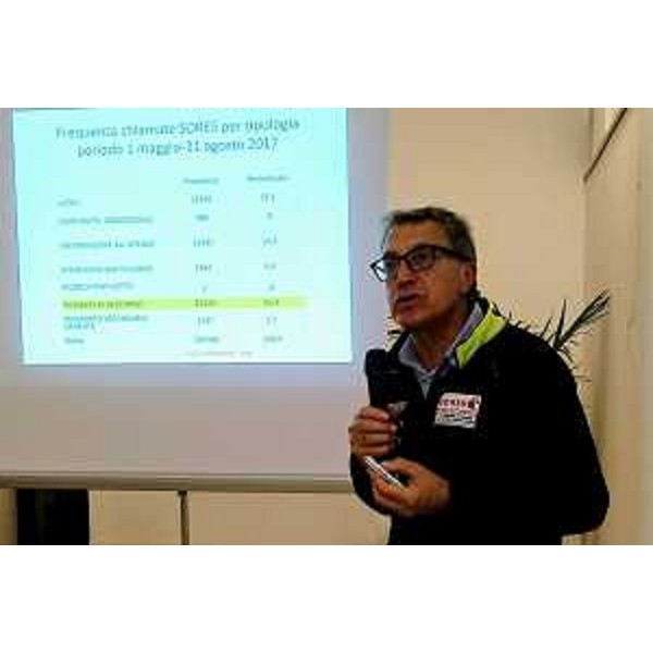 Vittorio Antonaglia (Direttore centrale unica emergenza) all'incontro sull'attività del numero unico dell'emergenza (NUE) - Palmanova 27/10/2017