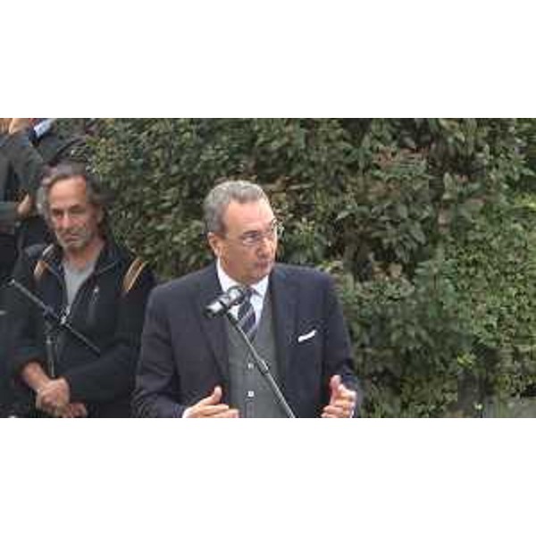 Sergio Bolzonello (Vicepresidente Regione FVG e assessore Attività produttive, Turismo e Cooperazione) interviene durante la cerimonia in ricordo della disfatta di Caporetto - Cividale del Friuli 27/10/2017