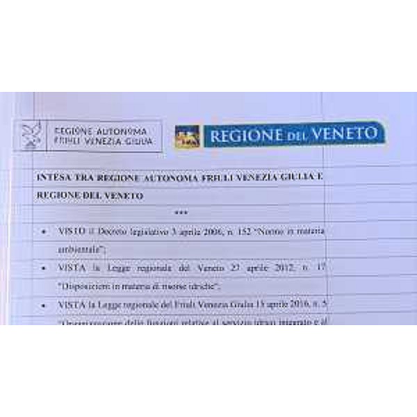 Intesa per la gestione interregionale del ciclo integrato dell'acqua - Sesto al Reghena 30/10/2017