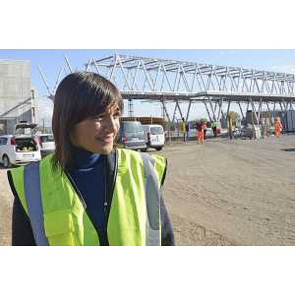 Debora Serracchiani (Presidente Regione Friuli Venezia Giulia) durante un sopralluogo nel cantiere in prossimità del Trieste Airport - Ronchi dei Legionari 10/11/2017
