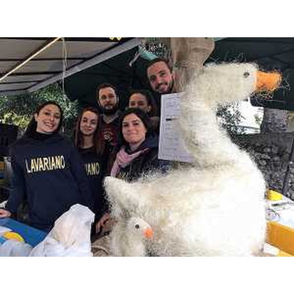 Il gruppo dei giovani volontari dellassociazione "Naturalmente Lavariano" allinaugurazione della festa Loca e il vin novello - Lavariano 11/11/2017