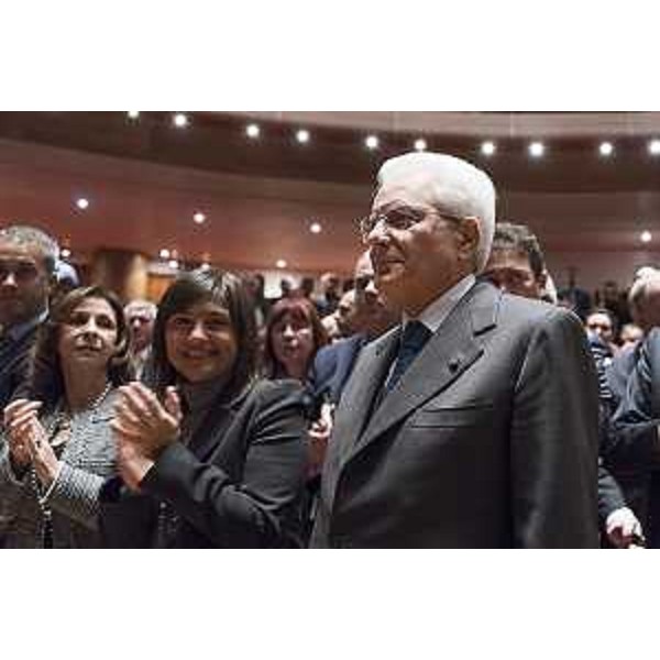 Debora Serracchiani (Presidente Regione Friuli Venezia Giulia) e Sergio Mattarella (Presidente della Repubblica) alla cerimonia di inaugurazione dell'Anno Accademico dell'Università di Udine - Udine 13/11/2017