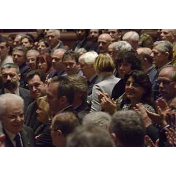 Sergio Mattarella (Presidente della Repubblica) e Mariagrazia Santoro (Assessore regionale Infrastrutture e Territorio) alla cerimonia di inaugurazione dell'Anno Accademico dell'Università di Udine - Udine 13/11/2017