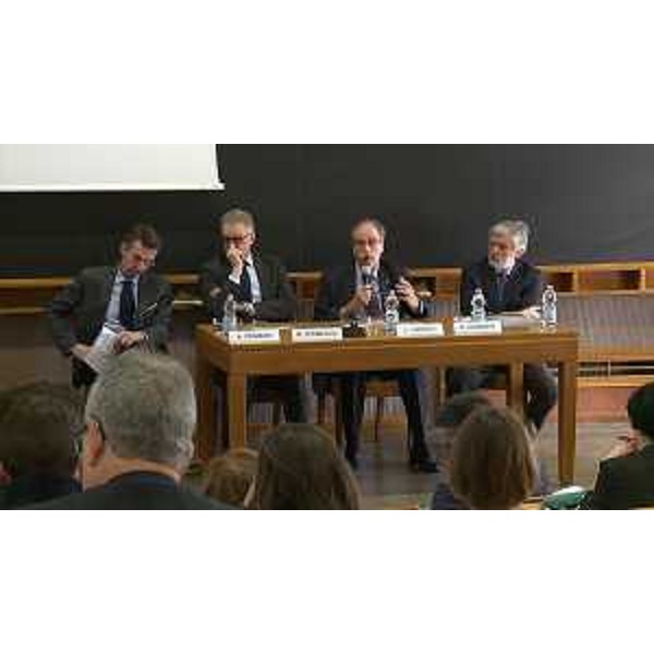 Andrea Crismani (Docente Università Trieste), Maurizio Fermeglia (Rettore Università Trieste), Gianni Torrenti (Assessore regionale Cultura, Sport e Solidarietà) e Renato Gennaro (Docente Università Trieste) al convegno "Verso la conferenza regionale sulla cooperazione allo sviluppo e il partenariato internazionale: sfide e opportunità" - Trieste 24/11/2017