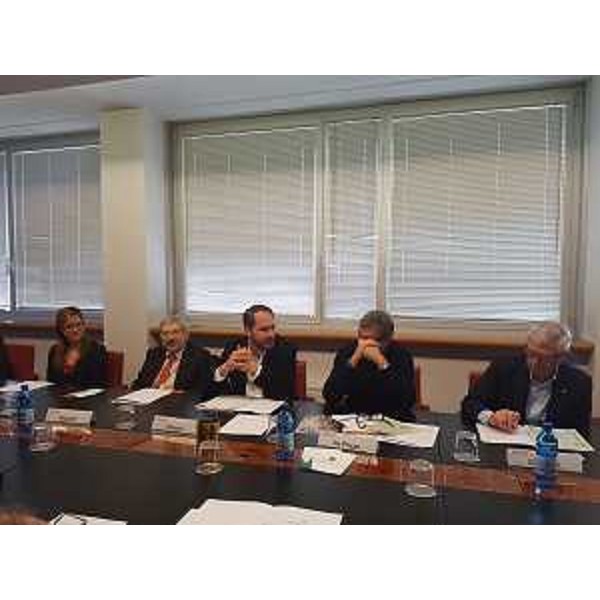 Valentina De Luca (Assessore Comune Ampezzo), Furio Honsell (Sindaco Udine), Cristiano Shaurli (Assessore regionale Risorse agricole e forestali), Giovanni Da Pozzo (Presidente CCIAA Udine) ed Emilio Gottardo (Presidente Legno servizi) alla conferenza stampa di presentazione della III asta regionale del legname di pregio - Udine 24/11/2017