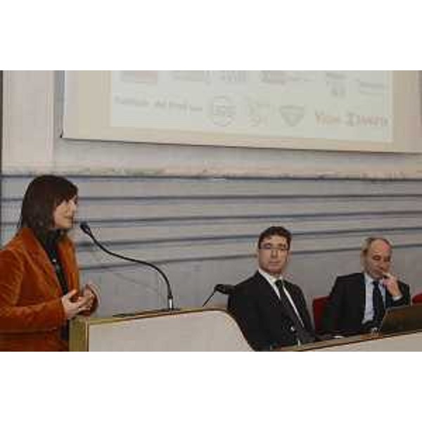 Debora Serracchiani (Presidente Regione Friuli Venezia Giulia), Carlo Moser (Direttore Friulia) e Pietro Del Fabbro (Presidente Friulia) alla celebrazione in occasione dei 50 anni di fondazione di Friulia - Trieste 27/11/2017