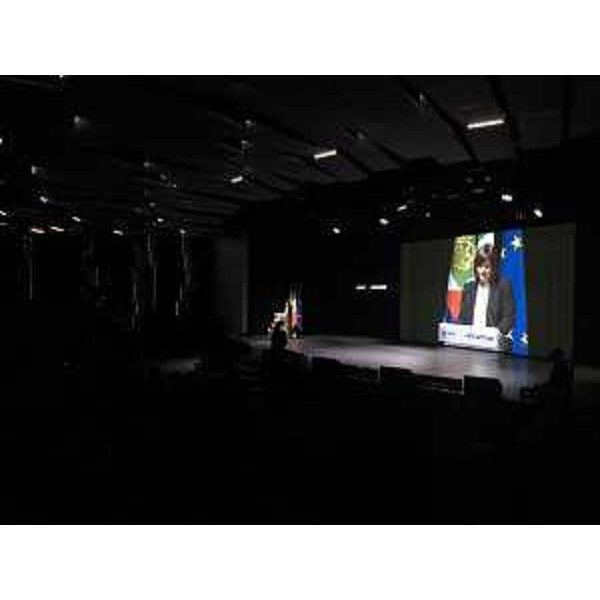 Debora Serracchiani (Presidente Regione Friuli Venezia Giulia) interviene durante la cerimonia di varo della nave da crociera MSC Seaside - Monfalcone 29/11/2017