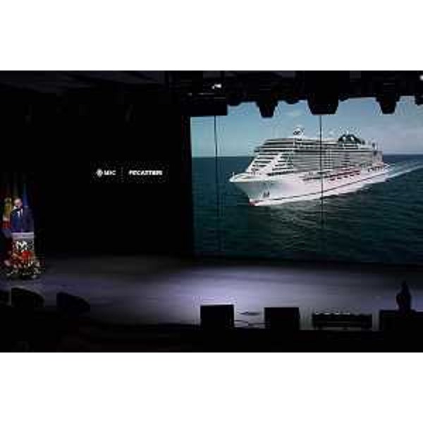Pierfrancesco Vago (Amministratore delegato MSC) interviene durante la cerimonia di varo della nave da crociera MSC Seaside - Monfalcone 29/11/2017