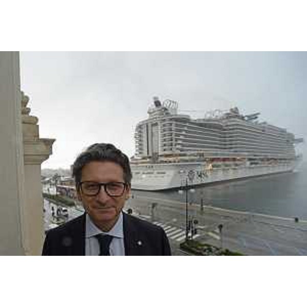 Zeno D'Agostino (Presidente Autorità sistema portuale Mare Adriatico Orientale) durante cerimonia di maiden call per l'attracco della Msc Seaside - Trieste 30/11/2017